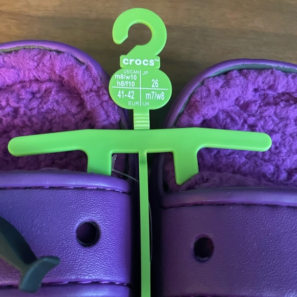 *FIRM* New McDonalds X Crocs Grimace Cozzzy Sandal Slides M 8 W 10 & L/XL Socks - Picture 2 of 8